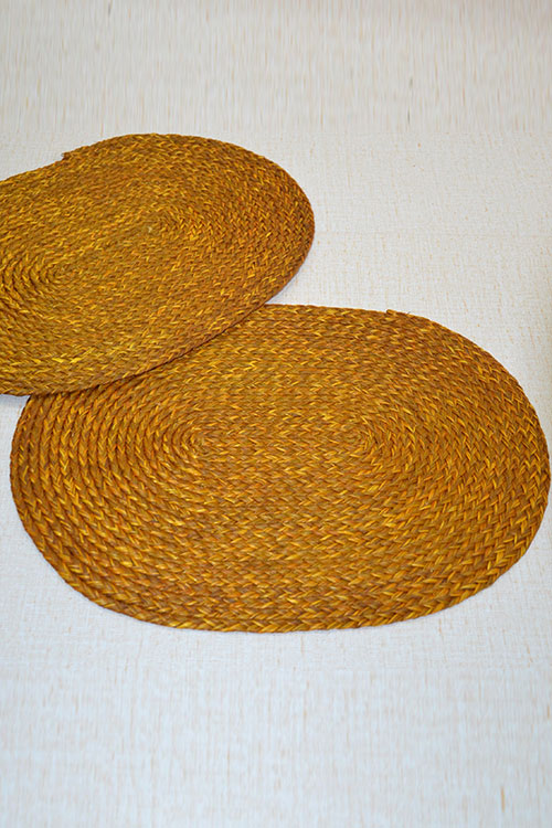 Sabai Grass Oval Placemats Mustard (Set of 2)