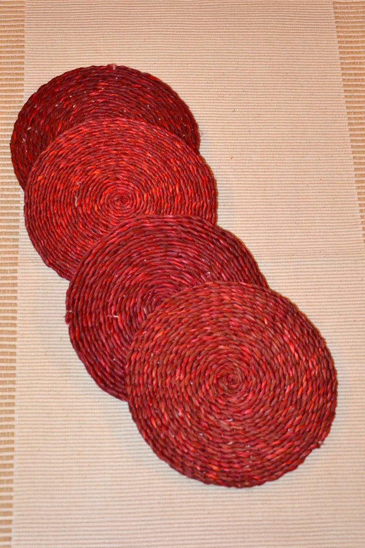 Sabai Grass Coasters Red (Set of 4)