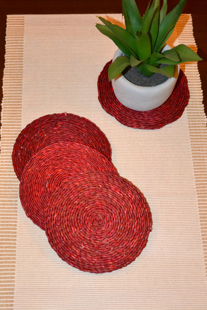 Sabai Grass Coasters Red (Set of 4)
