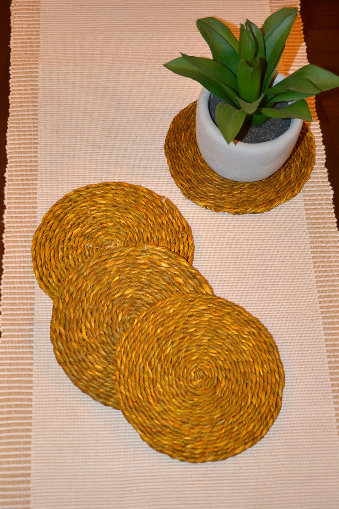 Sabai Grass Coasters Mustard (Set of 4)