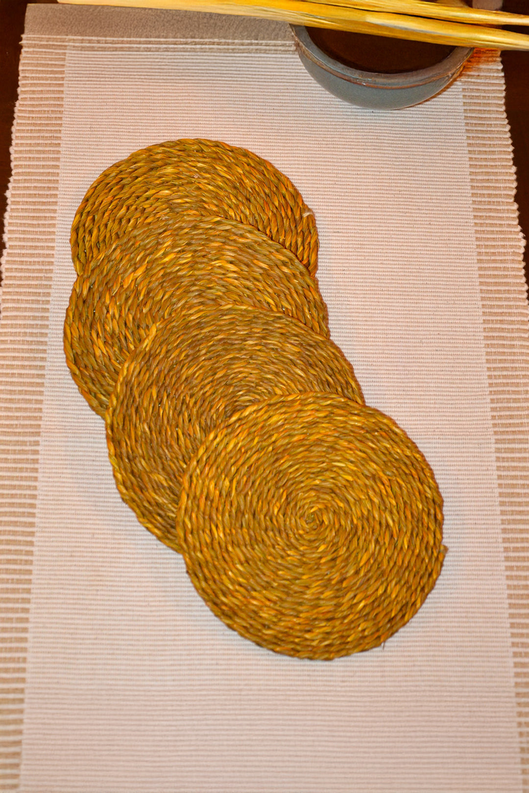 Sabai Grass Coasters Mustard (Set of 4)