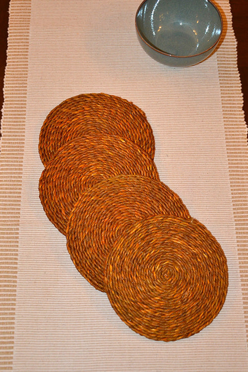 Sabai Grass Round Coasters Orange (Set of 4)