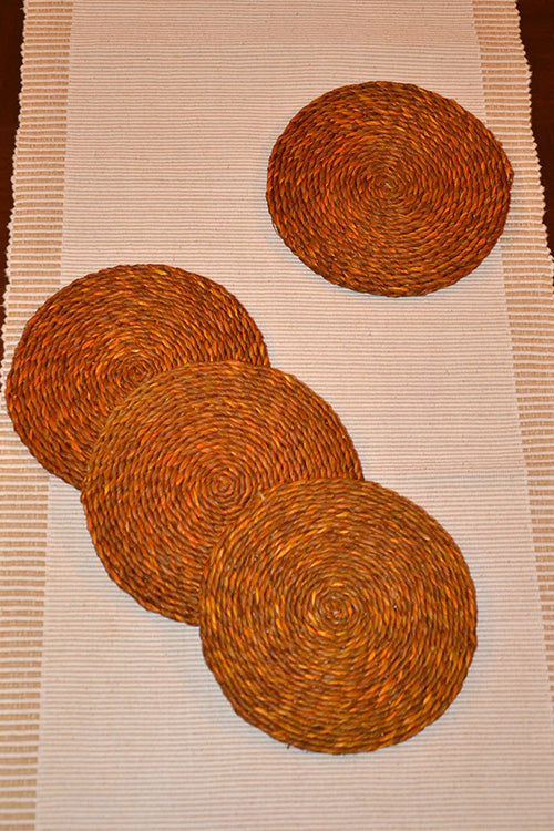 Sabai Grass Round Coasters Orange (Set of 4)