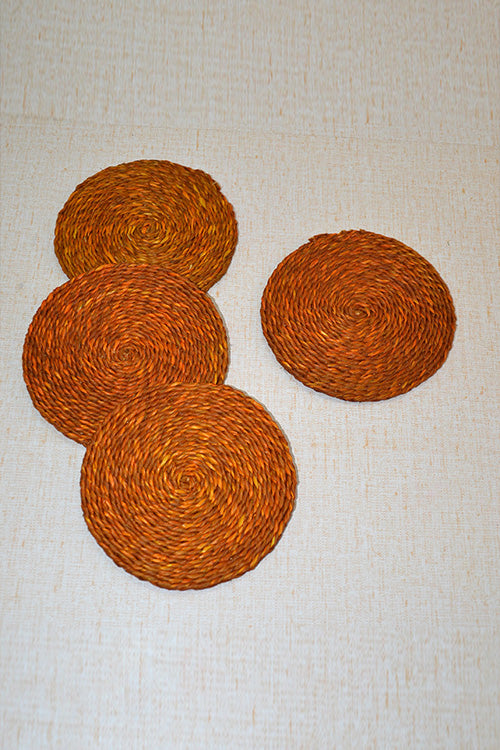 Sabai Grass Round Coasters Orange (Set of 4)