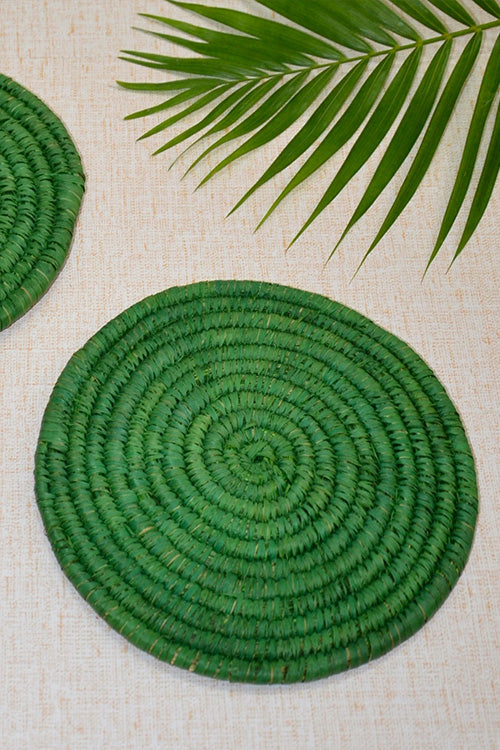 Sabai Grass & Palm Trivets Green (Set of 2)