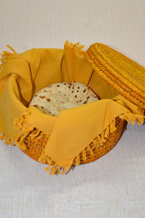 Sabai Grass & Palm Leaf Round Roti & Utility Box Mustard