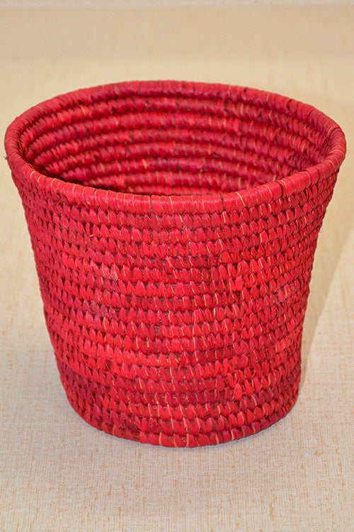 Sabai Grass & Palm Leaf Bin & Planter Red (Small)