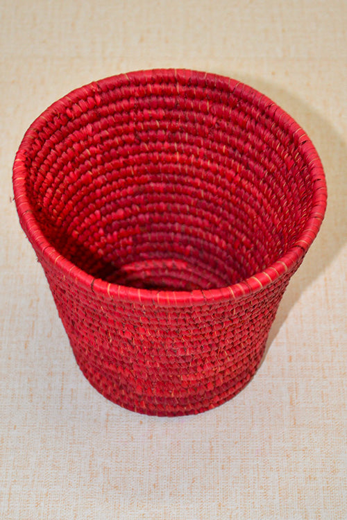 Sabai Grass & Palm Leaf Bin & Planter Red (Small)