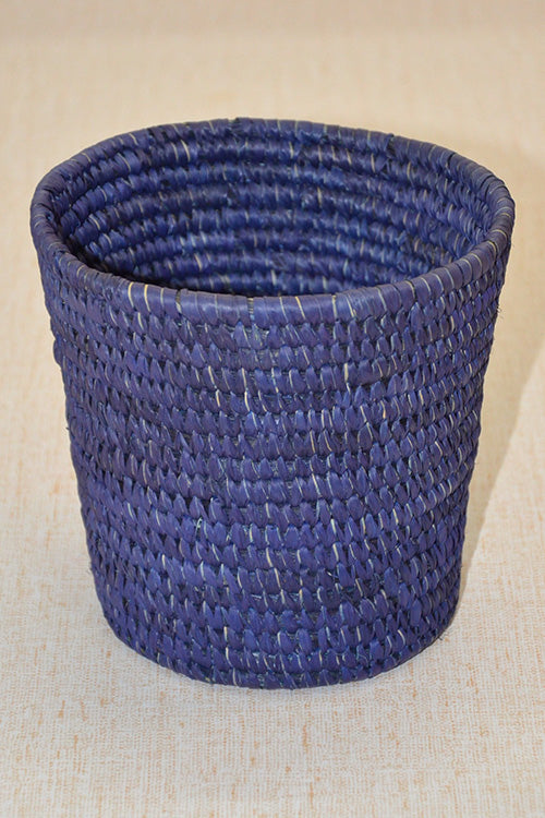 Sabai Grass & Palm Leaf Bin & Planter Blue (Small)