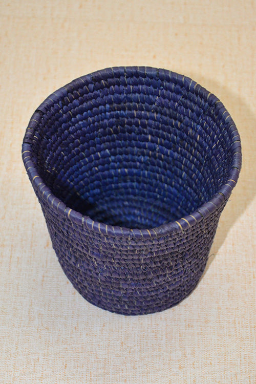 Sabai Grass & Palm Leaf Bin & Planter Blue (Small)