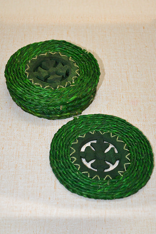 Sabai Grass & Wood Coasters Green (Set of 6)