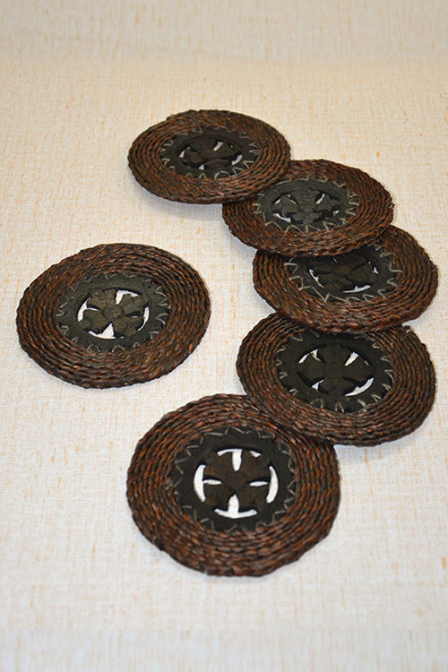 Sabai Grass & Wood Coasters Brown (Set of 6)