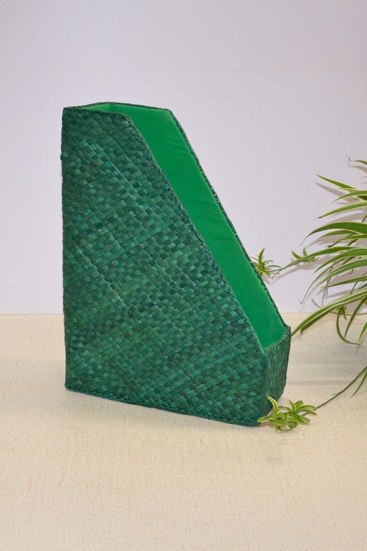 Screw Pine Magazine & File Holder Green
