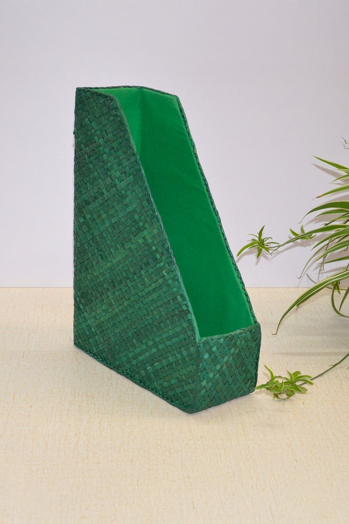 Screw Pine Magazine & File Holder Green