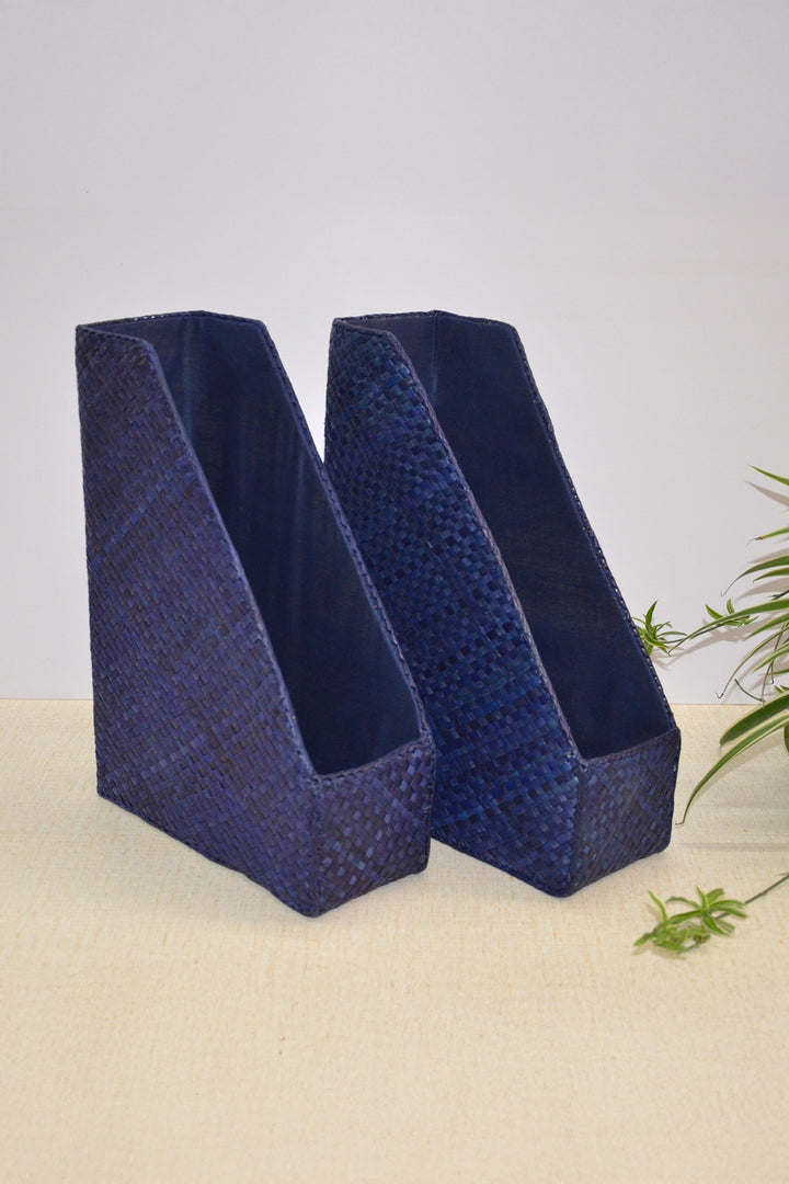 Screw Pine Magazine & File Holder Blue