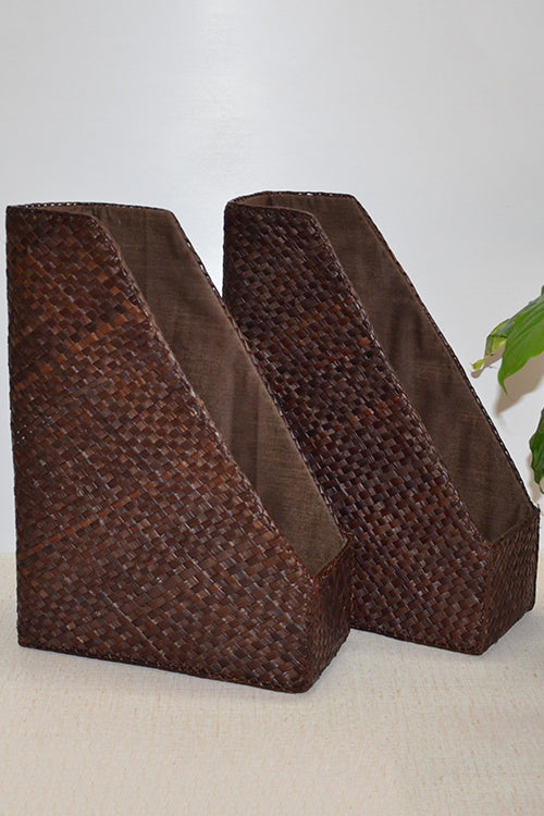 Screw Pine Magazine & File Holder Brown
