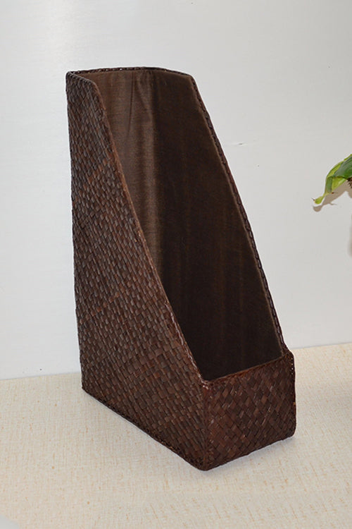 Screw Pine Magazine & File Holder Brown