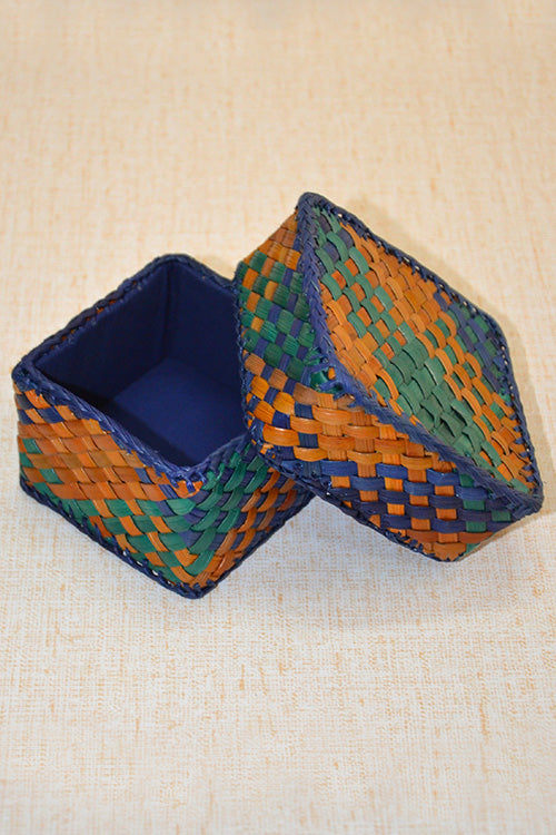 Screw Pine Gift & Trinket Box Blue Green Orange
