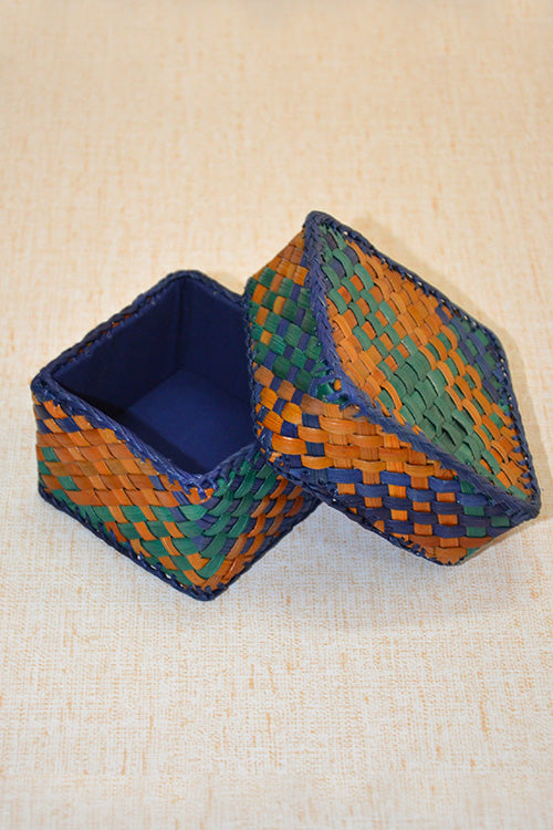 Screw Pine Gift & Trinket Box Blue Green Orange