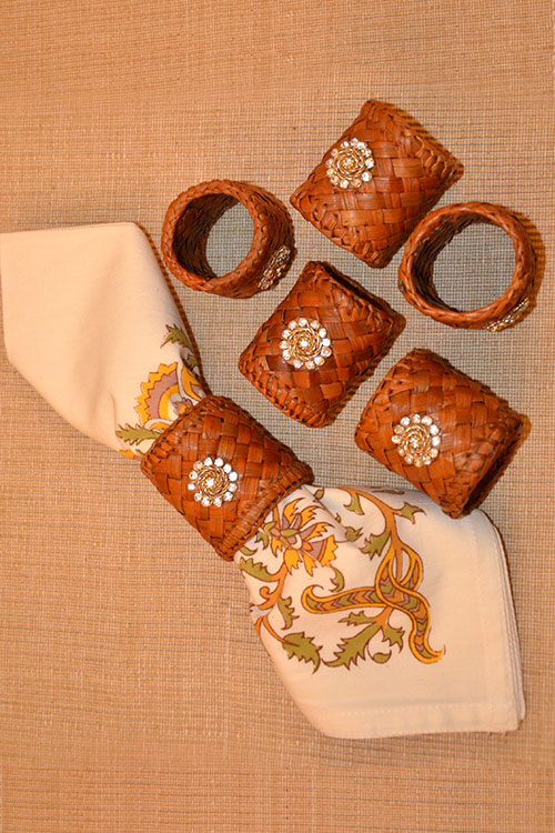 Screw Pine Napkin Rings Orange (Set of 6)