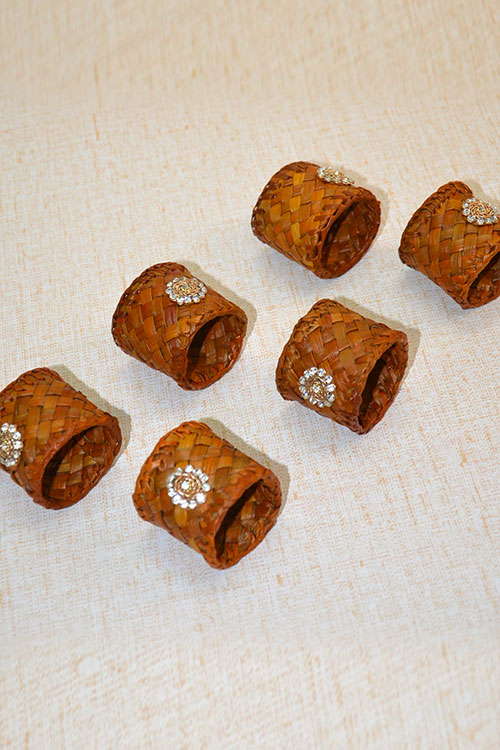 Screw Pine Napkin Rings Orange (Set of 6)