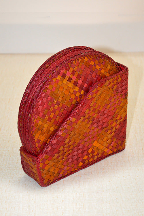 Screw Pine Round Trivets Red Orange (Set of 6)