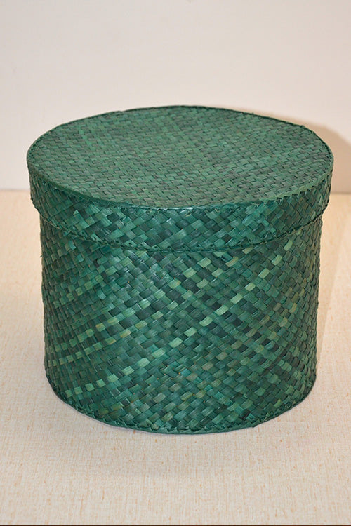 Screw Pine Round Storage & Utility Box Green