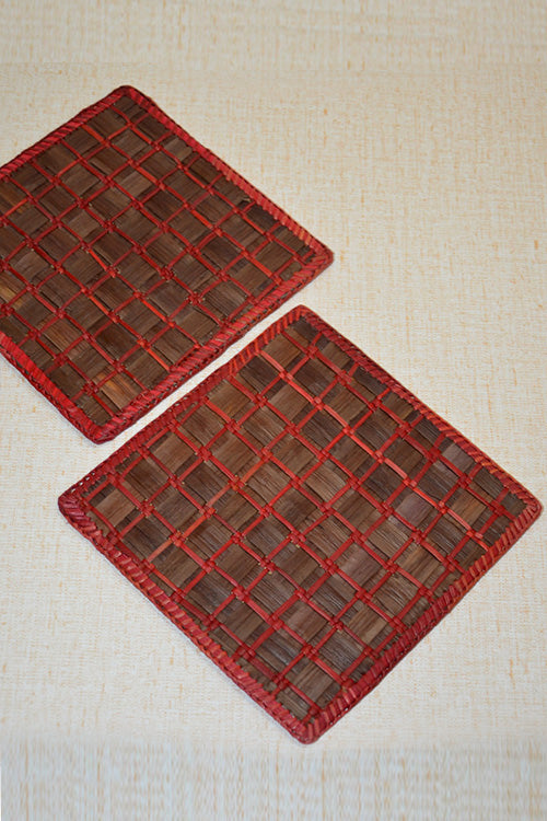 Screw Pine Square Trivets Brown (Set of 2)