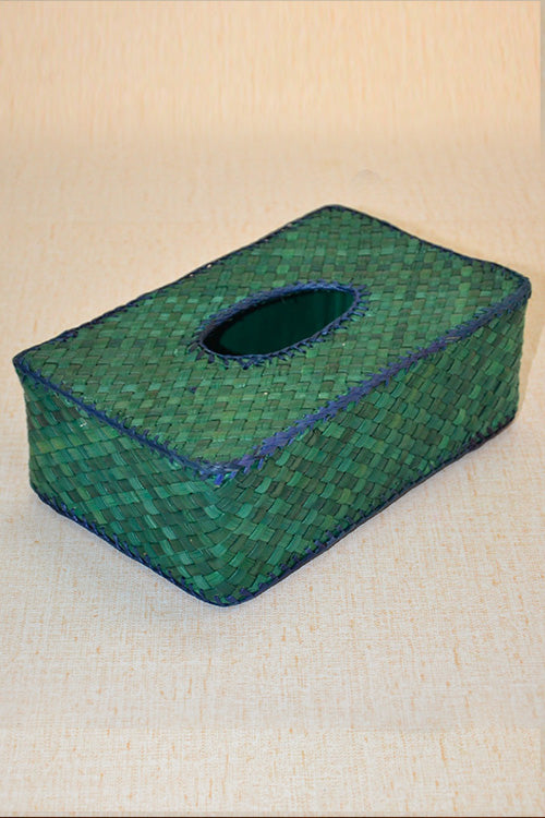 Screw Pine Rectangular Tissue Box Green