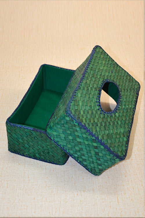 Screw Pine Rectangular Tissue Box Green