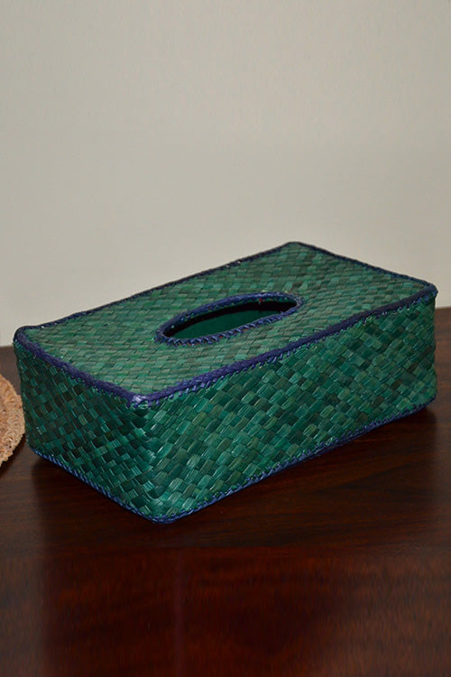 Screw Pine Rectangular Tissue Box Green