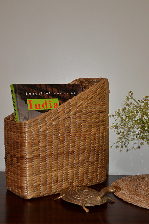 Water Hyacinth Magazine & File Holder Natural