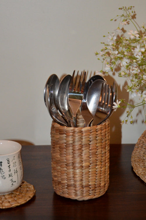 Water Hyacinth Pen & Cutlery Holder Natural