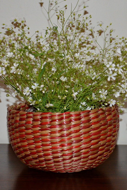 Water Hyacinth Round Utility Basket Red Natural
