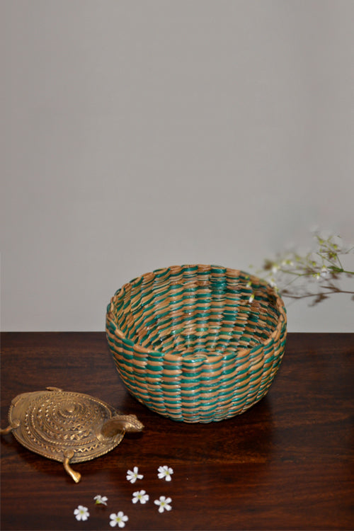 Water Hyacinth Round Utility Basket Green Natural
