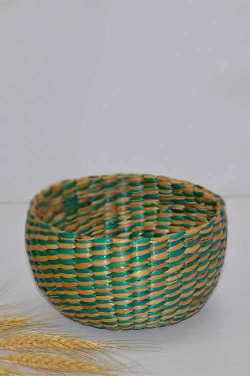 Water Hyacinth Round Utility Basket Green Natural