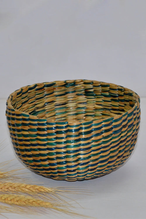 Water Hyacinth Round Utility Basket Blue Natural