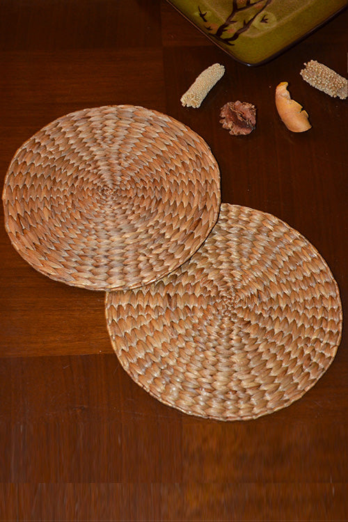 Water Hyacinth Round Trivets Natural 9inch (Set of 2)