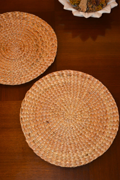 Water Hyacinth Round Placemats Natural 12 inch (Set of 2)