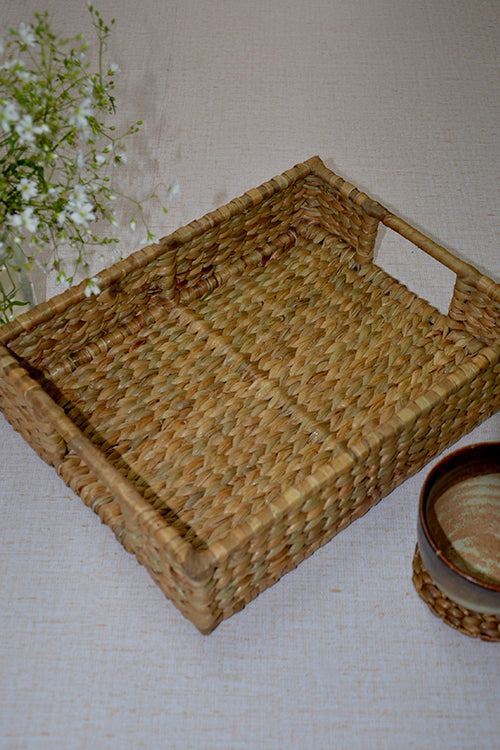 Water Hyacinth Rectangular Basket & Tray Natural