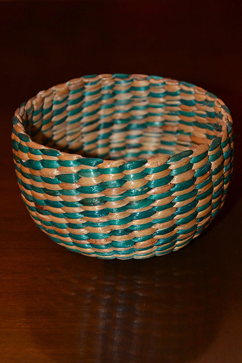 Water Hyacinth Round Trinket Basket Green Natural