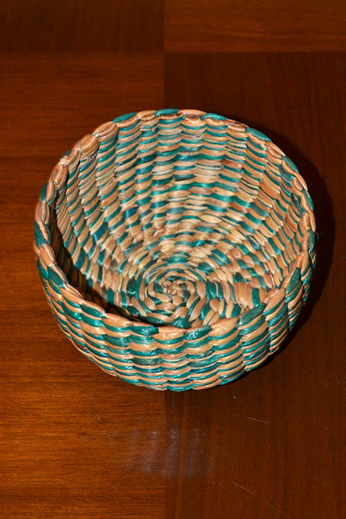 Water Hyacinth Round Trinket Basket Green Natural