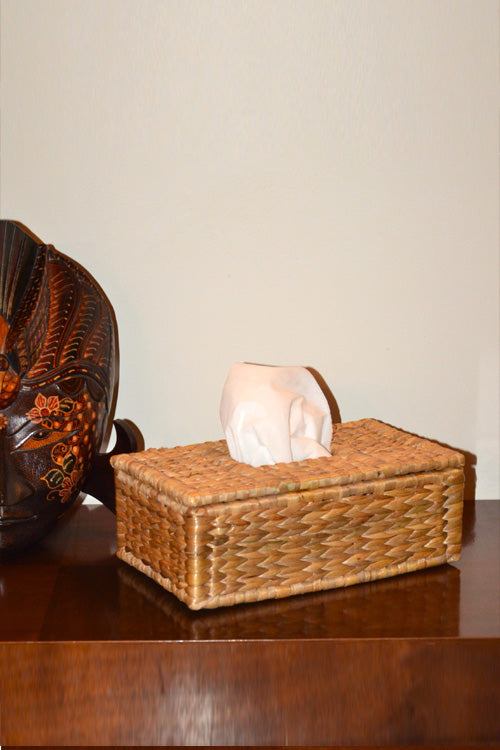 Water Hyacinth Rectangular Tissue Box Natural