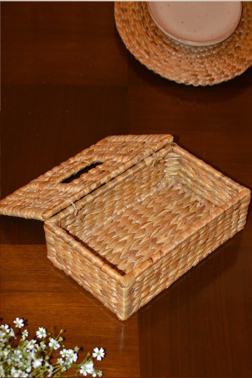 Water Hyacinth Rectangular Tissue Box Natural