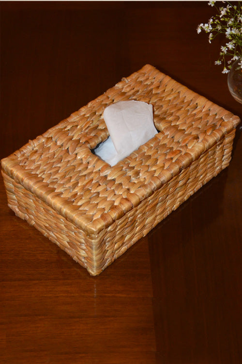 Water Hyacinth Rectangular Tissue Box Natural