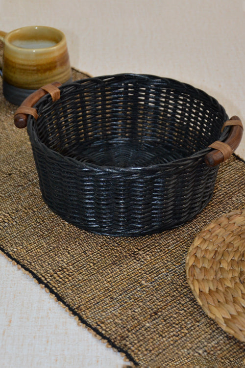 Rattan Round Bread & Utility Basket Charcoal