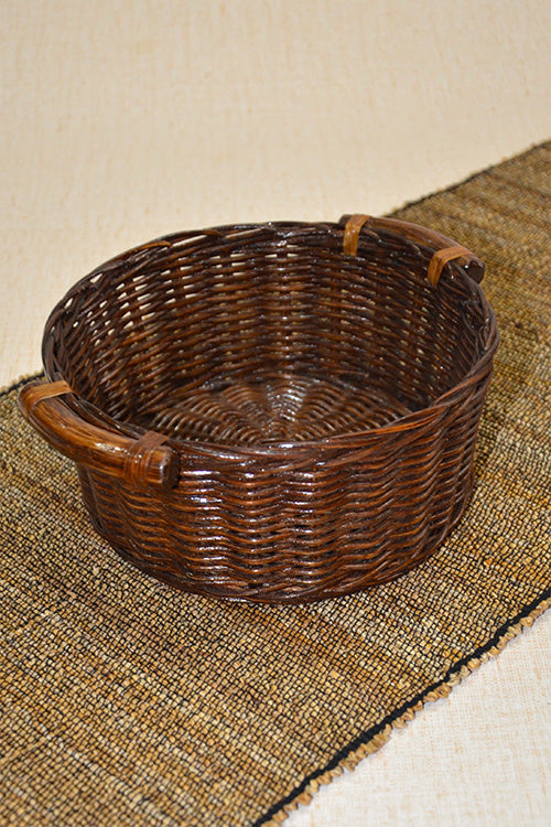 Rattan Round Bread & Utility Basket Brown