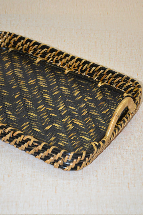 Cane Serving Tray (Black Natural)