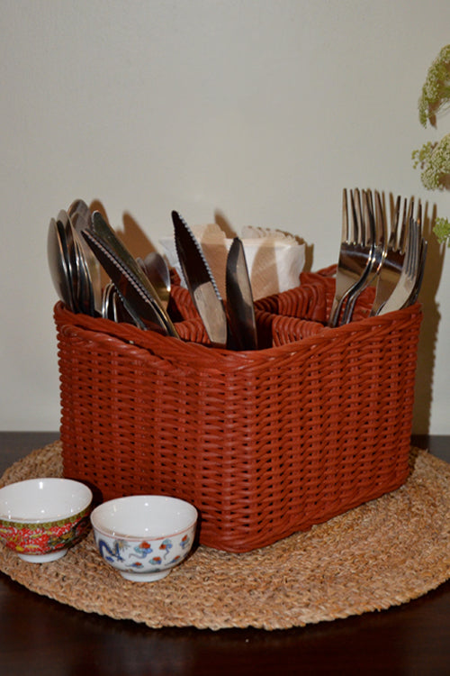 Rattan Cutlery Holder (Rust)
