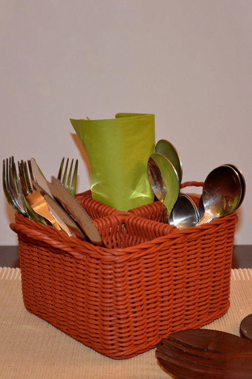 Rattan Cutlery Holder (Rust)
